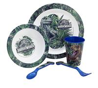 SET DE TABLE POUR ENFANTS 5 PIÈCES. ASSIETTE, BOL, VERRE 260ML ET COUVERTS. SANS BISPHÉNOL A ET COMPATIBLE AVEC LE MICRO-ONDES. | JURASSIC WORLD FRANCHISE
