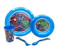 SET DE TABLE POUR ENFANTS 5 PIÈCES. ASSIETTE, BOL, VERRE DE 260 ML ET COUVERTS. SANS BPA | AVENGERS HERALDIC ARMY