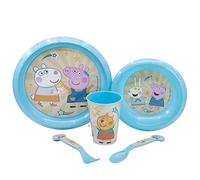 SET DE TABLE POUR ENFANTS 5 PIÈCES. ASSIETTE, BOL, VERRE DE 260 ML ET COUVERTS. SANS BPA | PEPPA