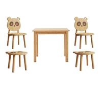 Set de table pour enfants Panda: table, deux chaises, deux tabourets - bois de bambou