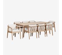 Set De Table Rectangulaire 220x100 Cm Et 8 Chaises De Jardin En Bois D'acacia Kaela Acacia Marron Clair