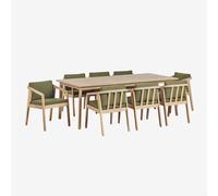 Set De Table Rectangulaire 220x100 Cm Et 8 Chaises De Jardin En Bois D'acacia Kaela Acacia Marron Clair