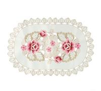 Set de table réutilisable en tissu avec broderie florale faite à la main et bordure en dentelle délicate pour présentation de table (3#)