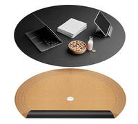 Set de Table Rond Chihein. Diamètre 92 cm en liège et Similicuir Noir. Réductible (découpe) pour Tables de 75 à 92 cm.