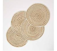 Set de table rond - HOMESCAPES - Spirale Beige - Lot de 4 - 100% Jute - 40 cm de diamètre