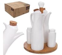 Set de table - Salière et poivrière - Bouteilles en porcelaine blanche pour huile et vinaigre