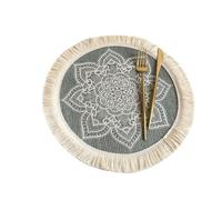 Set de Table Set de Table avec Pompon Décoration Style Sets Tapis Basse Isolant(4)