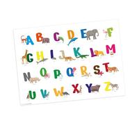 Set de table | Set de table lavable - ABC coloré avec animaux - 44 x 32 cm - en vinyle de haute qualité