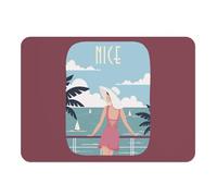 Set de Table Souple Dessous en liège Napperons Rouge - Nice Promenade des Anglais Mer Soleil Voyage - Grand Format 39,5 x 28,5 cm