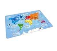 Set de table stable en vinyle avec effet d'apprentissage pour les enfants Carte du monde Sets de table Sans BPA Lavable résistant à la déchirure Couleurs résistantes Cadeau rentrée scolaire