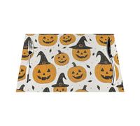 Set de Table tissé Happy Pumpkin avec Chapeau de Sorcier, résistant aux Taches, décoration de Table, Lavable