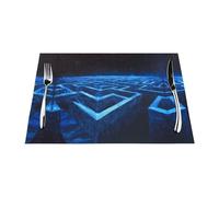 Set de table tissé résistant à la chaleur facile à nettoyer Convient pour les fêtes en plein air Décoration de cuisine Accessoires de table 30,5 x 45,7 cm Ligne droite labyrinthe image