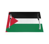 Set de table tissé résistant à la chaleur facile à nettoyer Convient pour les fêtes en plein air Décoration de cuisine Accessoires de table 30,5 x 45,7 cm Drapeau de l'État de Palestine Impression