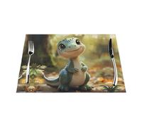 Set de table tissé résistant à la chaleur facile à nettoyer Convient pour les fêtes en plein air Décoration de cuisine Accessoires de table 30,5 x 45,7 cm Image d'animaux primitifs