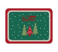 Set de Table Vert, Set de Table Lavable Cuir Lot de 4 Modèles de Sapins de Noël sous Assiette 30x40cm