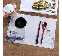 Set de Table Vintage Retro, Placemats for Dining Table Blanc Noir Lot de 6 Bateau et Fleur Vinyle Polyester sous Assiette 45x30cm