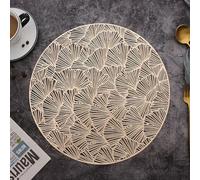 Set de Table Vintage Retro, Placemats for Dining Table Gold Lot de 10 Motif de Feuille de Ginkgo Creuse PVC sous Assiette 38cm