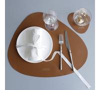 Set de Table Vintage, Set de Table Marron Lot de 4 Couleur Unie avec l'inscription « Vivre Mieux » Cuir sous Assiette 36.8x45cm