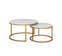 Vicco Set de Tables Basses Montreal, Blanc/Or, 77x40cm