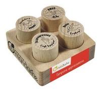 Set de tampons bois - Appréciations Textes 2 - Ø 25 mm - 4 pcs G