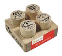 Set de tampons bois - Appréciations Textes - Ø 25 mm - 4 pcs G