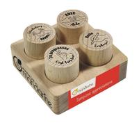 Set de tampons en bois - AVENUE MANDARINE - Appréciations Textes 2 - Ø 25 mm - 4 pièces