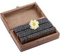 Set de Tampons en Caoutchouc, 70 Pièces, Alphabet, Chiffres et Symboles, Style Vintage, avec Boîte de Rangement