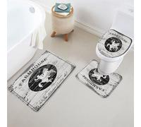 Set de Tapis de Bain 3 pièces,Ferme Cowboy Texas Country Farm Vintage Plank Barn Rustique Gris Lavable Tapis Contour U Antidérapants Tapis de Toilette pour Toilette WC Baignoire