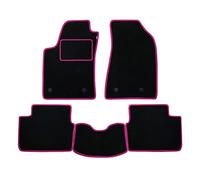 Set de Tapis fabriqué pour Lancia Ypsilon de 2003 à 2011 en Moquette Automobile, fabriqué en Italie, Noir, Bords Fuchsia