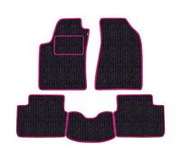 Set de Tapis réalisé pour Citroën Evasion 5 Places année de 1996 à 2002 en Moquette fabriquée en Italie en Anthracite avec Bords Fuchsia
