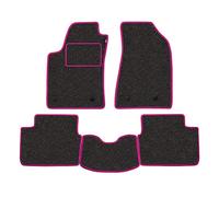 Set de Tapis réalisé pour Lancia Ypsilon s/Trous à partir de l'année 2011 en Moquette Automobile, fabriqué en Italie, Gris et Fuchsia