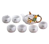 Set de tasse à thé, Mini Tea Set, Service à thé Kung Fu en jade émaillé, tasse à café en jade, cadeau d'affaires, coffret à thé for femme, cadeau de Noël.