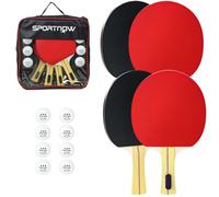 SPORTNOW Set de Raquettes de ping-Pong, Set de Tennis de Table 4 Raquettes + 8 balles + 1 Sac, pour Amateurs, débutants, Experts