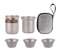 Set De Thé De Voyage En Titane | Ensemble De Thé Portable - Théière de Voyage,Pour Randonneurs Campeurs Pique-Nique Plage Jardin Arrière-Cour Parc Pêche Concert Extérieur Terrasse Maison Bureau