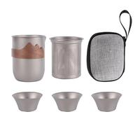 Set De Thé En Titane Camping | Accessoires De Camping Pour Extérieur,Théière de Voyage - Pour Randonneurs Campeurs Pique-Nique Plage Jardin Arrière-Cour Parc Pêche Concert Extérieur Terrasse Maison Bu