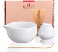 Set de thé matcha “Camellia White” – fouet à matcha, bol à matcha avec bec verseur, porte-fouet