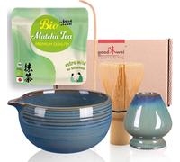 Set de thé matcha “Menouseki” avec poudre de matcha japonaise | bol à matcha avec bec verseur