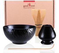Set de thé matcha “Rokku Kuro” avec fouet à matcha, bol à matcha et porte-fouet
