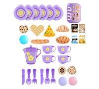 Set de thé pour (33 pièces) - Jeu de fiction de cuisine sécurisé avec mini nourriture et sucré | Accessoires théière tasses Pìatti sans BPA pour filles garçons 3 ans | Cadeau Jeu de rôle pour