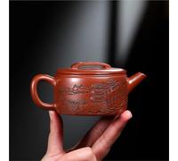 Set De Théière Et Tasse De Noël Pot Grand Calibre Sculpté La Main Porte Ville Minerai Brut Bouilloire Boue, Service Thé Zisha, Théières Classiques En Argile Violette 200ml