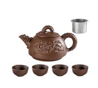 Set De Théière Et Tasse De Noël Théière Dragon Faite À La Main Avec Filtre, Infuseur Thé, Passoire, Bouilloire, Service Domestique, Authentique Argile Violette(Type-G)