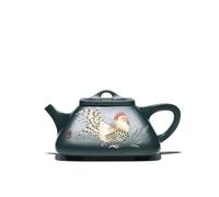Set De Théière Et Tasse De Noël Théière Gamecock, Minerai Brut, Pierre Boue Verte, Cuillère, Ensembles Cadeau, Filtre Zisha Traditionnel Argile Violette Yixing 150ml