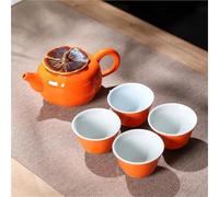 Set De Théière Et Tasse De Noël Théière Portable En Forme De Kaki, Coffret Cadeau Exquis, Service À Thé Céramique Kung Fu Voyage, 1, 4 Tasses, Cérémonie Du