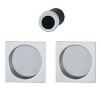 Set de tirage porte coulissante - rosace carrée - alu satiné - 4921 HOPPE
