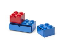 Set de Tiroirs LEGO® - Boîtes de Rangement Empilables avec Couvercle pour Chambre d’Enfant, Bureau et Jouets, vifbleu & vifrouge