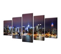 Set de toiles murales imprimées Horizon de New York coloré 100 x 50 cm