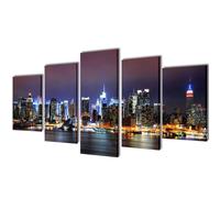 Set De Toiles Murales Imprimées Horizon De New York Coloré 100 X 50 Cm