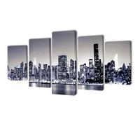 vidaXL Set de toiles murales imprimées Horizon de New York Monochrome Multicolore G