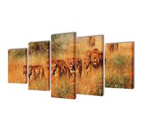 Set De Toiles Murales Imprimées Lions 100 X 50 Cm