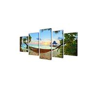 Set de toiles murales imprimées Plage avec hamac 100 x 50 cm